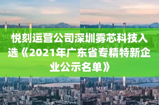 悦刻运营公司深圳雾芯科技入选《2021年广东省专精特新企业公示名单》